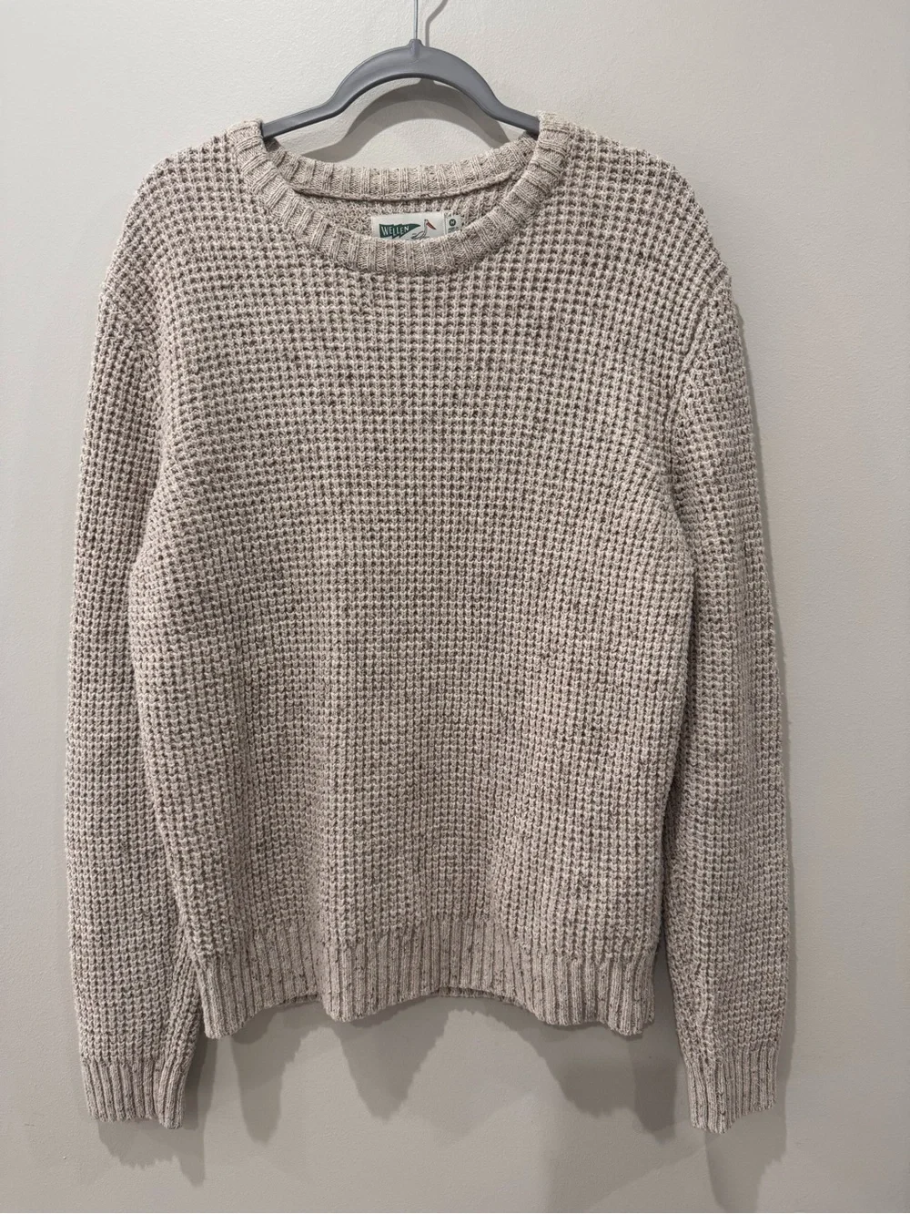 Wellen Sz M Recycled Cotton Headlands Crewneck Sweater Fisherman Knit